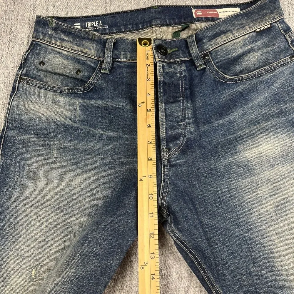 G-Star Raw Triple A Regular Straight Selvedge Jeans Japanese Fabric Men 31x32